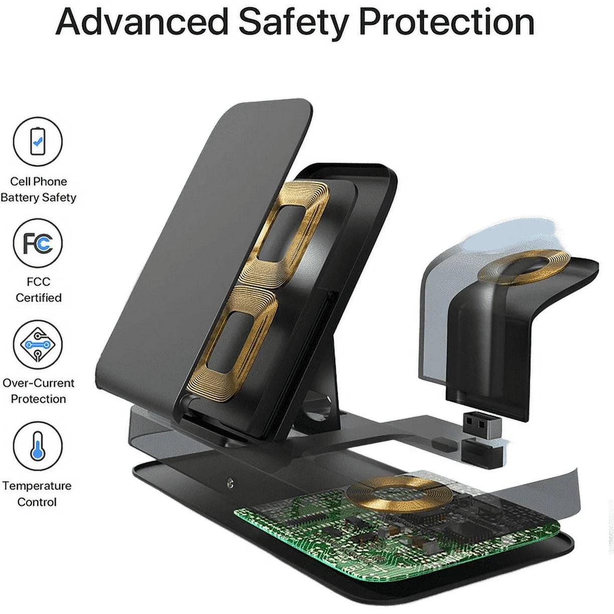 Wireless Charger Station for Iphone Multiple Devices 3 in 1 Fast Wireless Charging Stand Dock for Apple Watch, Airpods, Iphone 13 12 11 Pro X Max XS XR 8 plus Series