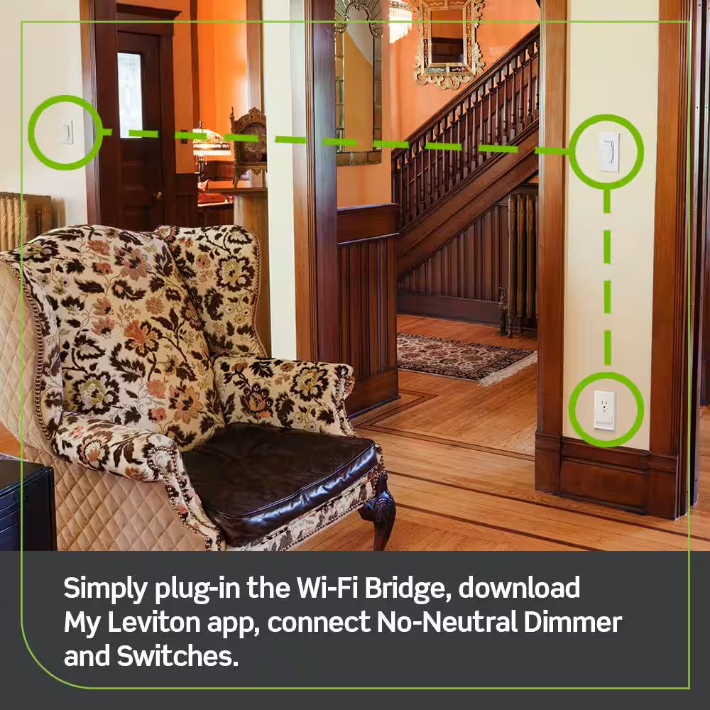 Decora Smart No-Neutral Dimmer & Wi-Fi Bridge Kit for Older Homes without a Neutral Wire DNKIT-1RW