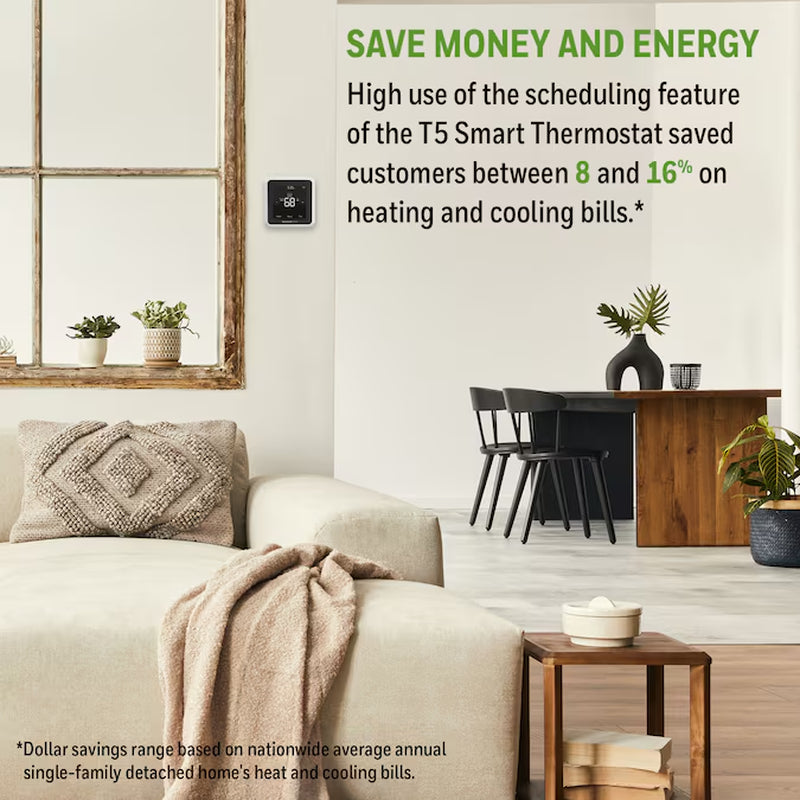 Black/White Smart Compatible Thermostat with Wi-Fi Compatibility