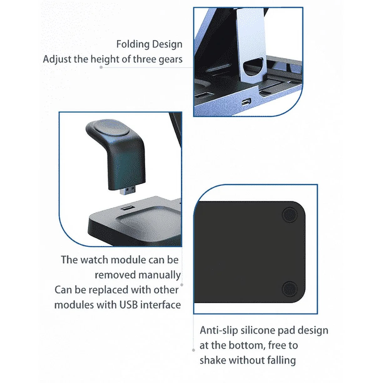 Wireless Charger Station for Iphone Multiple Devices 3 in 1 Fast Wireless Charging Stand Dock for Apple Watch, Airpods, Iphone 13 12 11 Pro X Max XS XR 8 plus Series