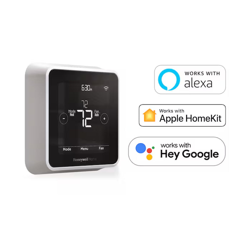 Black/White Smart Compatible Thermostat with Wi-Fi Compatibility