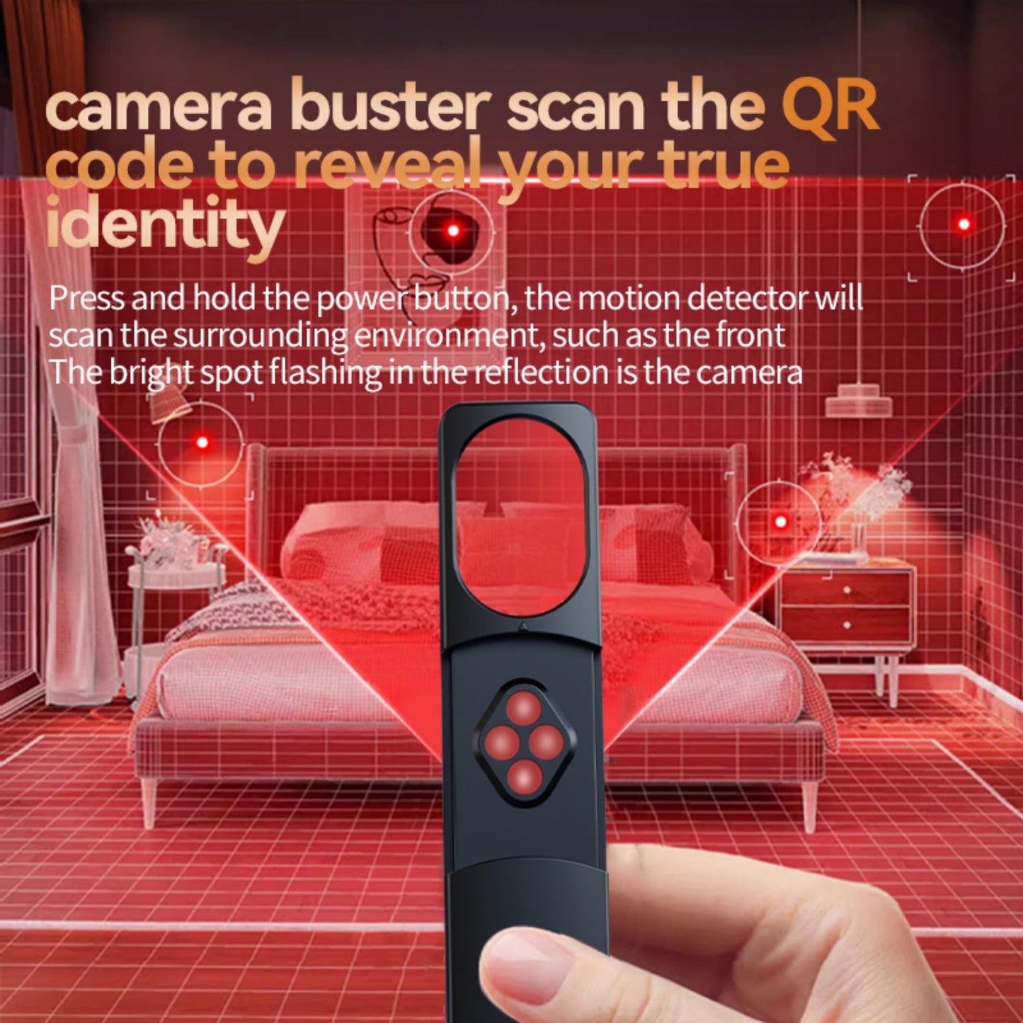 Hidden Camera Detector, Bug anti Spy Finder GPS Detector,Tracker Device Wireless RF Signal Scanner,For Travel Office Hotels Home,5 Levels Sensitivity(Black)