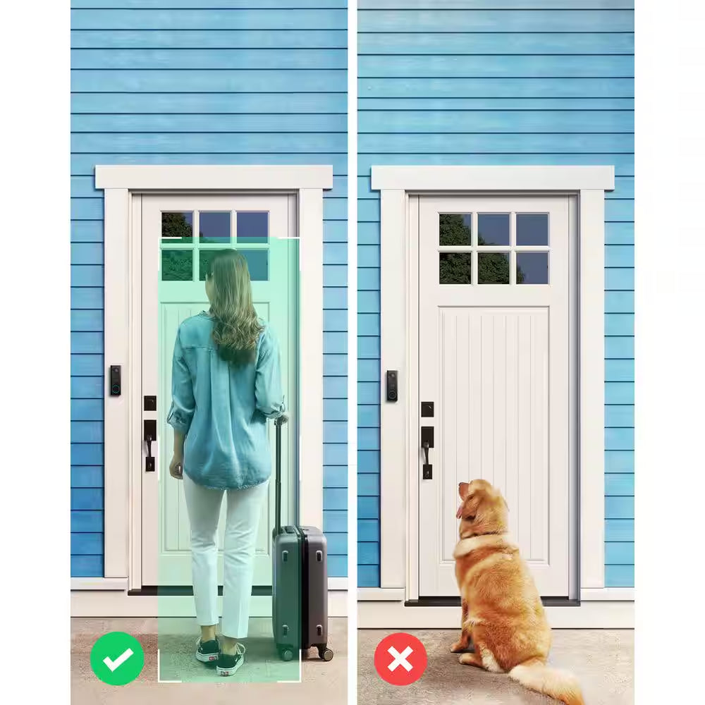 Video Doorbell 2K Wi-Fi Wireless Smart Video Camera with Chime - Black