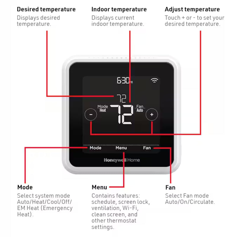 Black/White Smart Compatible Thermostat with Wi-Fi Compatibility