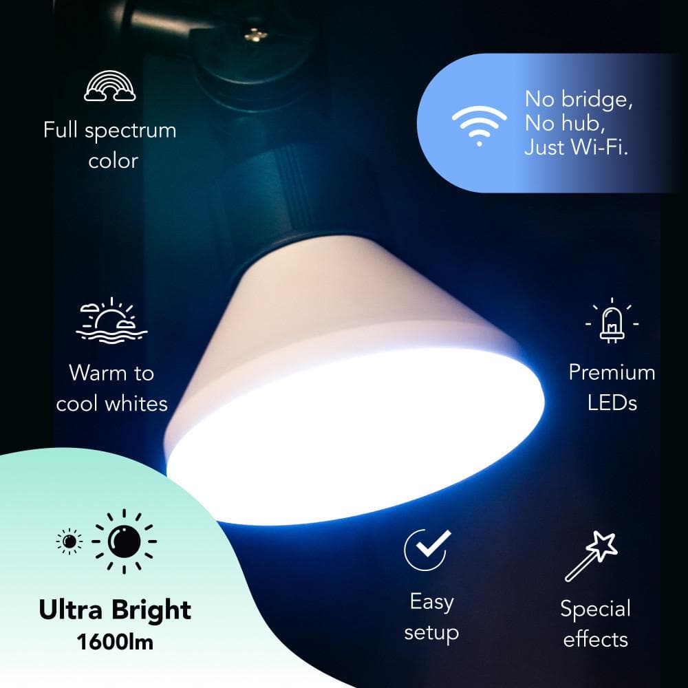 150-Watt Equivalent PAR38 Multi-Color 9000K Wi-Fi LED Light Bulb Works W/Alexa/Hey Google/Homekit Tunable White(12-Pack)
