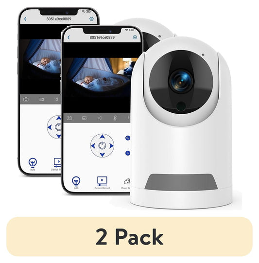 (2 Pack) Baby Monitor, 360° Wireless 5G Nanny Cam with Safety Alerts, 4MP HD Wifi Camera for Human & Pet Detection, Home Security Camera with Two-Way Audio, Motion Tracking, IR Night Vision