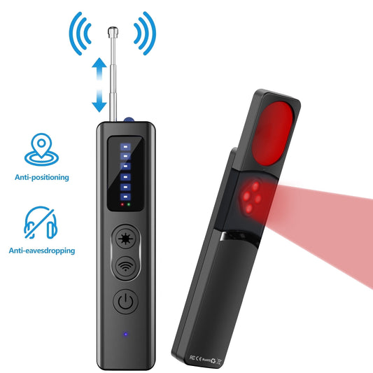 Hidden Camera Detector, Bug anti Spy Finder GPS Detector,Tracker Device Wireless RF Signal Scanner,For Travel Office Hotels Home,5 Levels Sensitivity(Black)