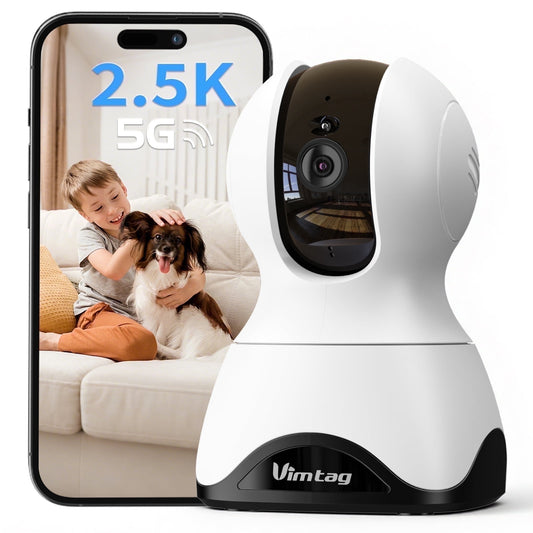 2.5K 5G/2.4Ghz Wifi Pet/Dog/Cat Camera with Phone App, 360° Pan/Tilt Indoor Security Cameras for Home Security, Night Vision, Motion Tracking, 2-Way Audio, Cloud & SD Card Storag, Wired