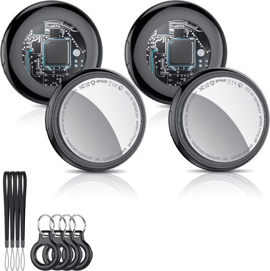 Bluetooth Tracker, Smart Air Tracker Tags-4 Pack, Key Finder and Item Locator Works with Apple Find My (Ios Only), with Protective Case/Key Ring/Lanyard, Tracker Tag for Keys/Luggage/Wallet, Etc.